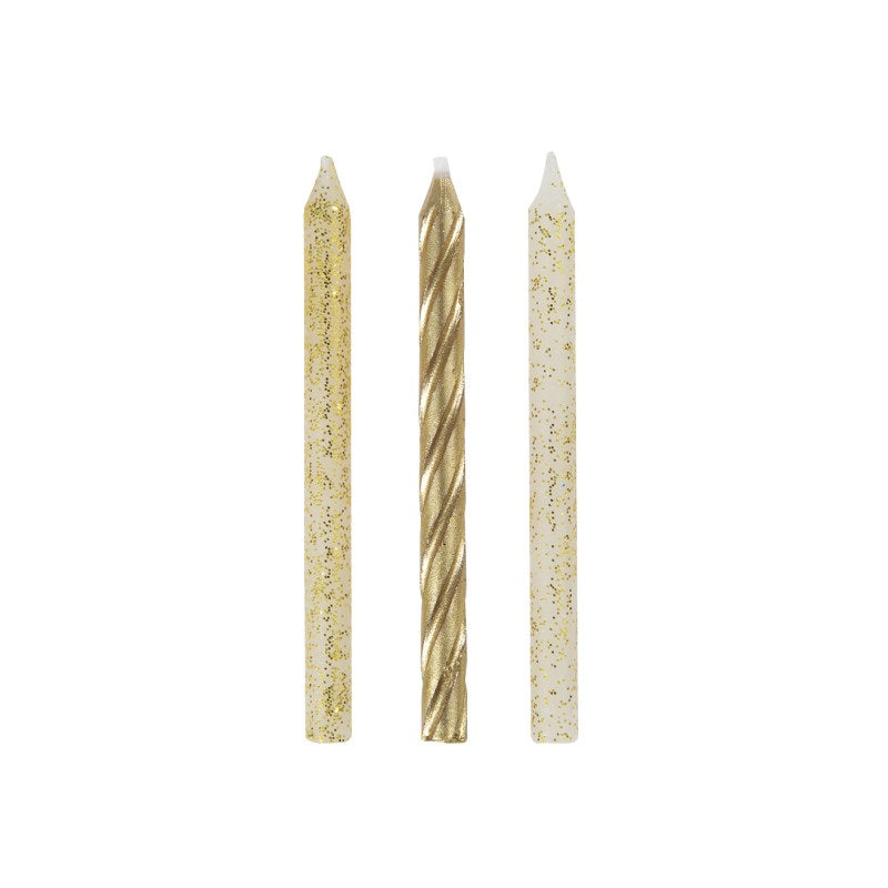 Glitter and Gold Spiral Birthday Candles - Assorted  24ct