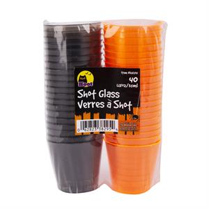Party Gear 40ct Plastic Shot Glass, 2 Colors, Black/Orange, UPC