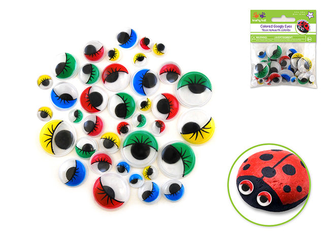 Paste-On Googly Eyes: Lashes 8mm-20mm Asst Colors 38/pk