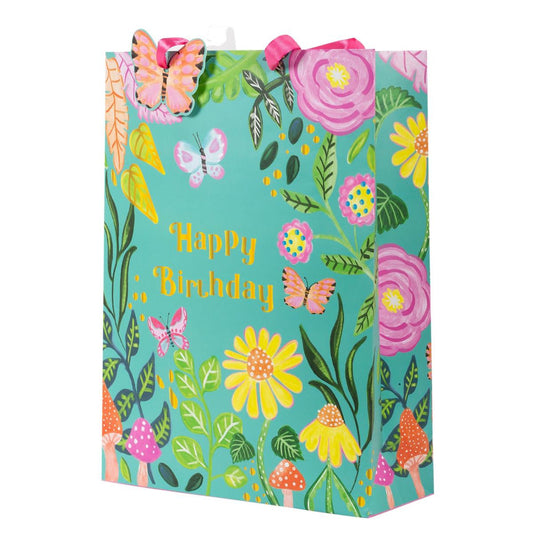 Paper T. Gift Bag, Jumbo, Bday Garden, Matte 157GSM, Tag +j-hook
