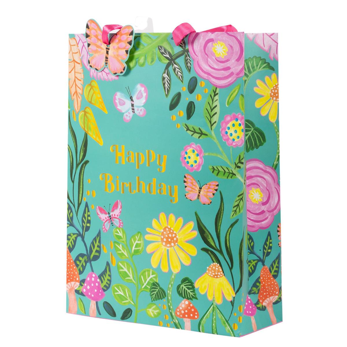 Paper T. Gift Bag, Jumbo, Bday Garden, Matte 157GSM, Tag +j-hook