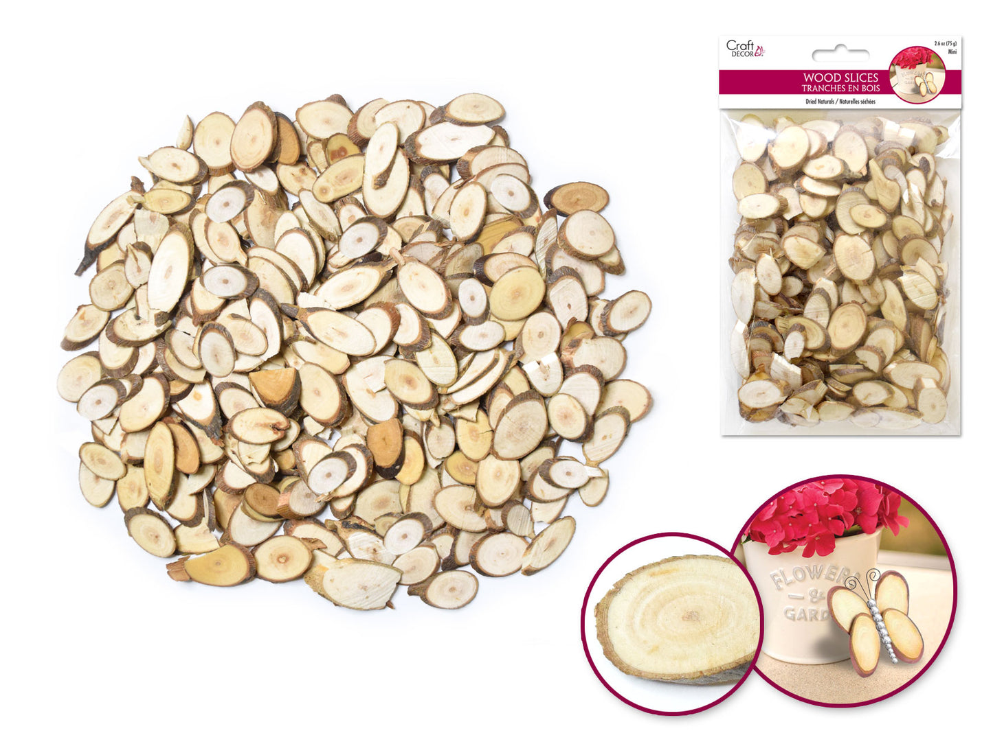 Craft Decor Dried Naturals: Oval Wood Slices Mini Asst 75g B) Natural