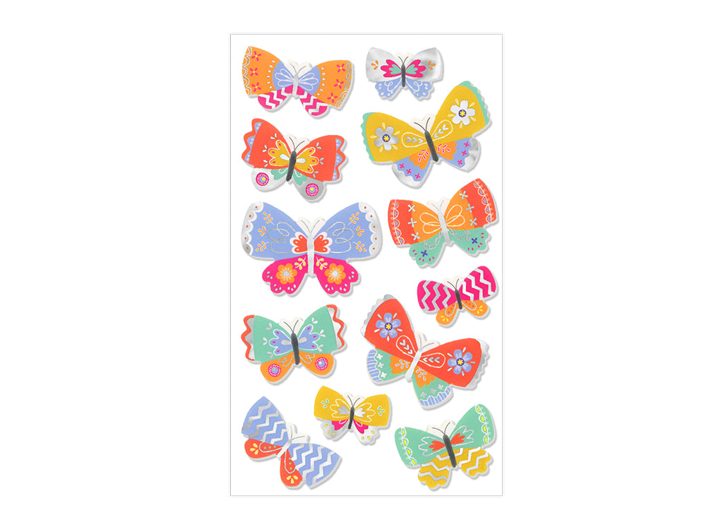 Paper Craft Sticker: 3.9"x6.3" 3D Foil Soft-Touch Themed A) Butterfly