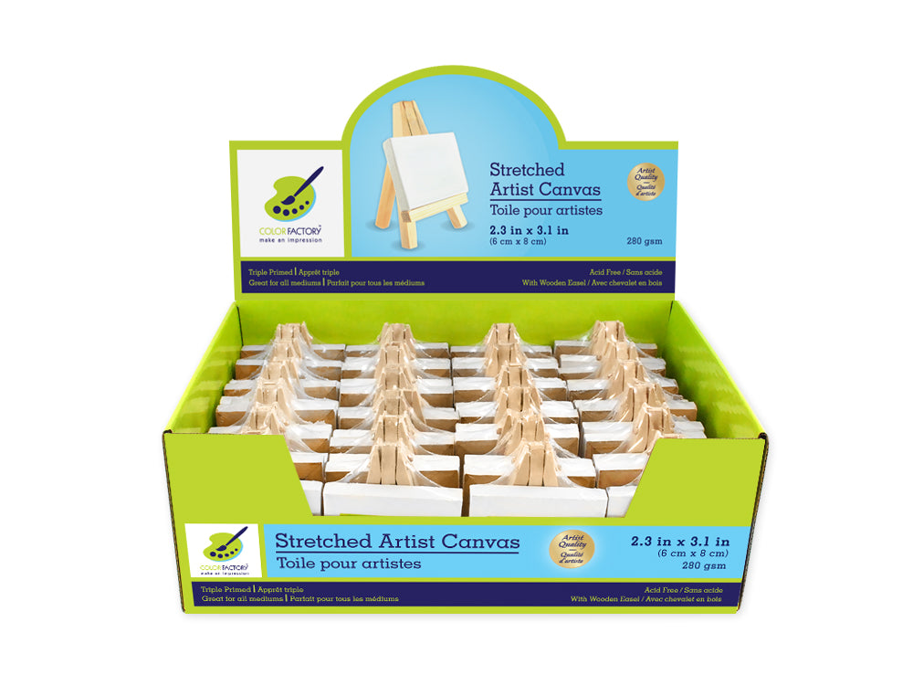 Stretch Artist Canvas: 2.36"x3.15" (6x8cm) on Wooden Easel in PDQ