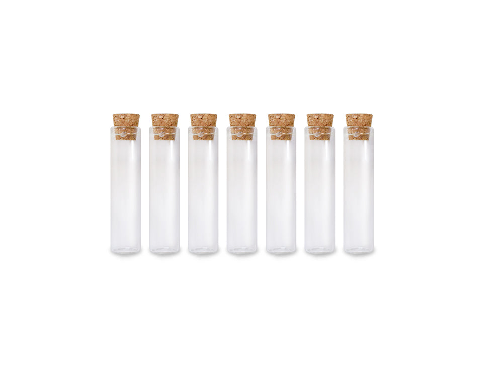 Glass Vials: 12mmx55mm Mini w/Cork Lid x7
