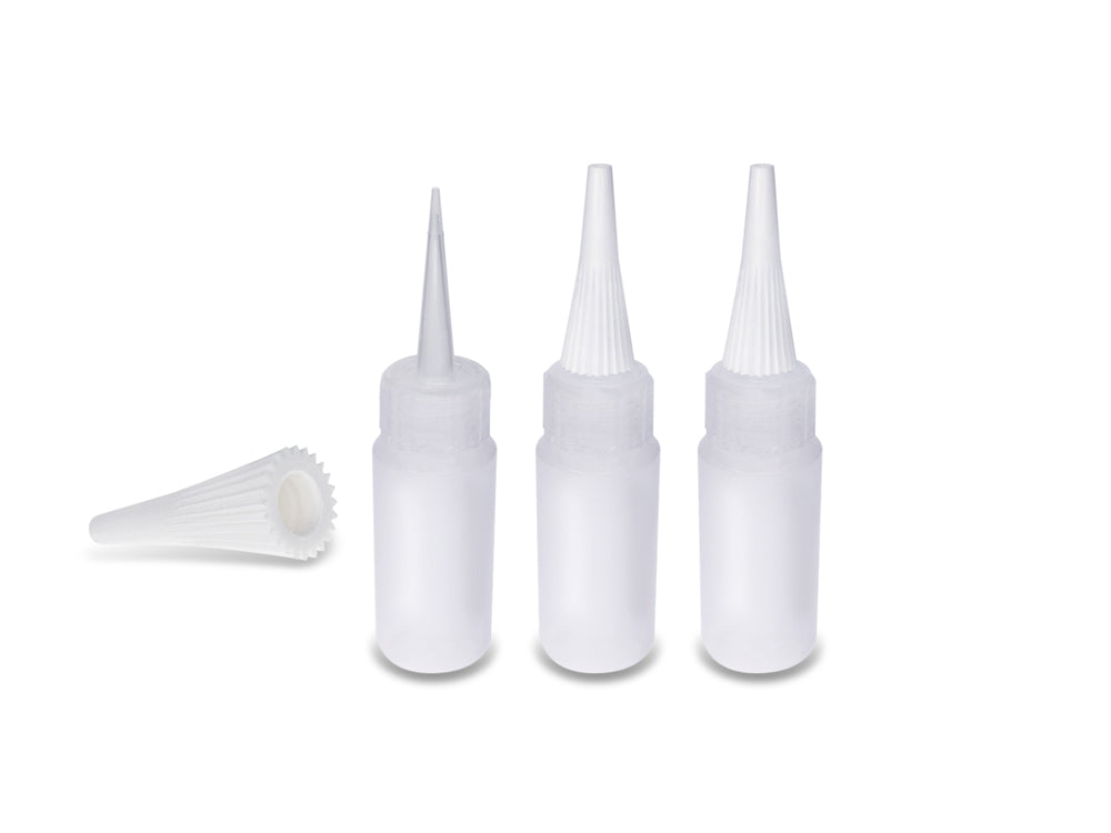 Plastic Bottles: 1.1 fl oz (33ml) Fine Tip Applicator Bottle w/lid x3