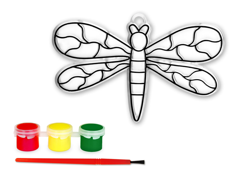 Krafty Kids Kit: 3D DIY 3.5"-4.3" Suncatcher w/3 Paints&Applicator D) Dragonfly