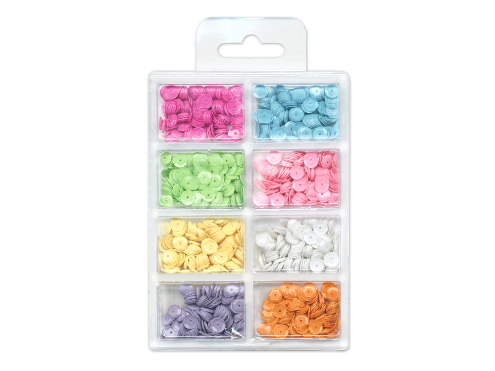 Craft Medley: 6mm Cup Sequins 25g Plastic Case 8-comp I) Baby