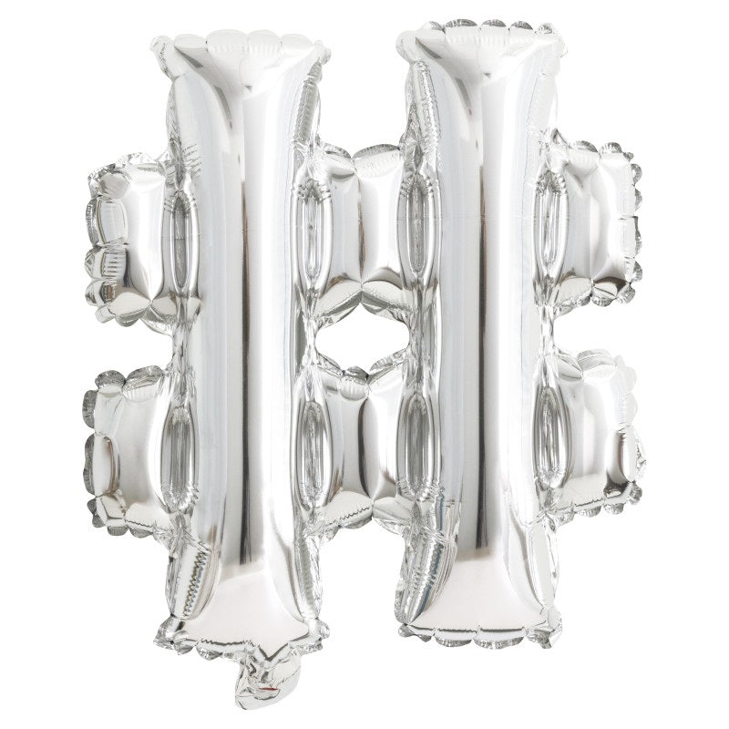 Silver Letter # Shaped Foil Balloon 14"  Packaged