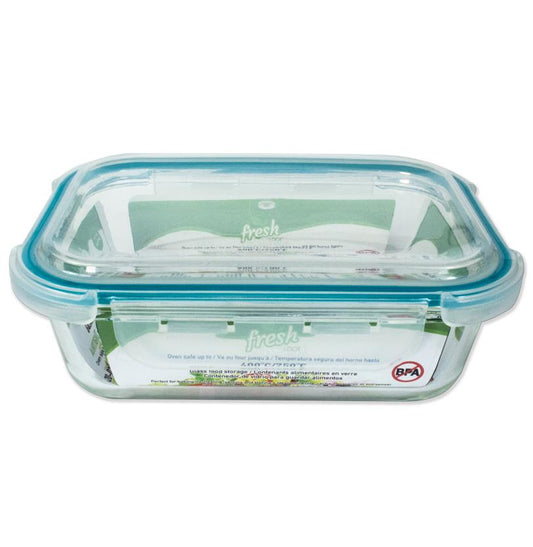 GLASS FOOD STORAGE CONTAINER RECTANGULAR 640ML