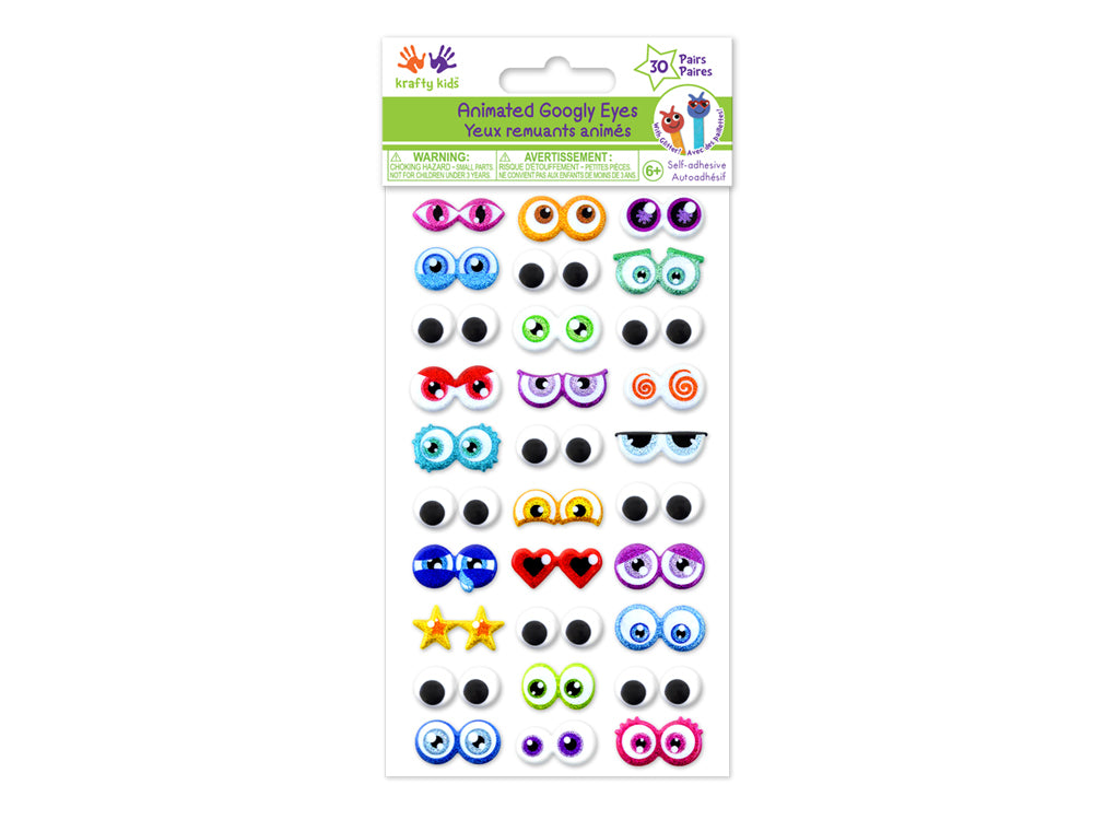 Self-Stick Googly Eyes: Animation Glitter & Googlies 30 Pairs A) Cartoon