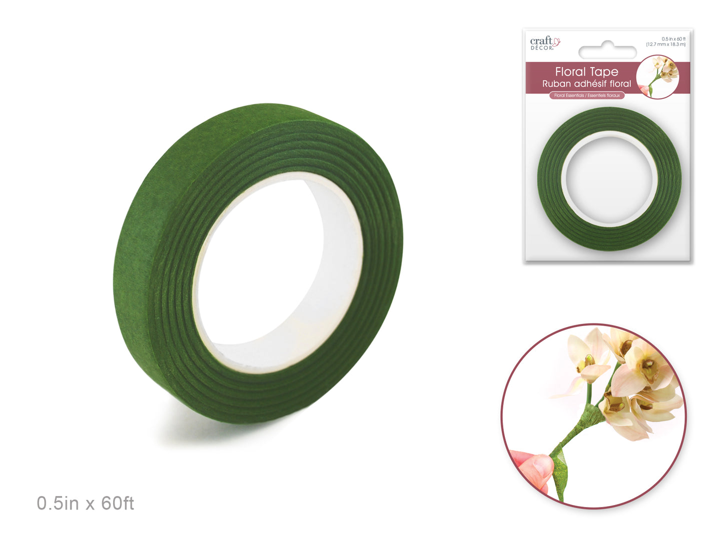 Floral Tape Stem Wrap: 1/2" x 20yds D) Leaf Green
