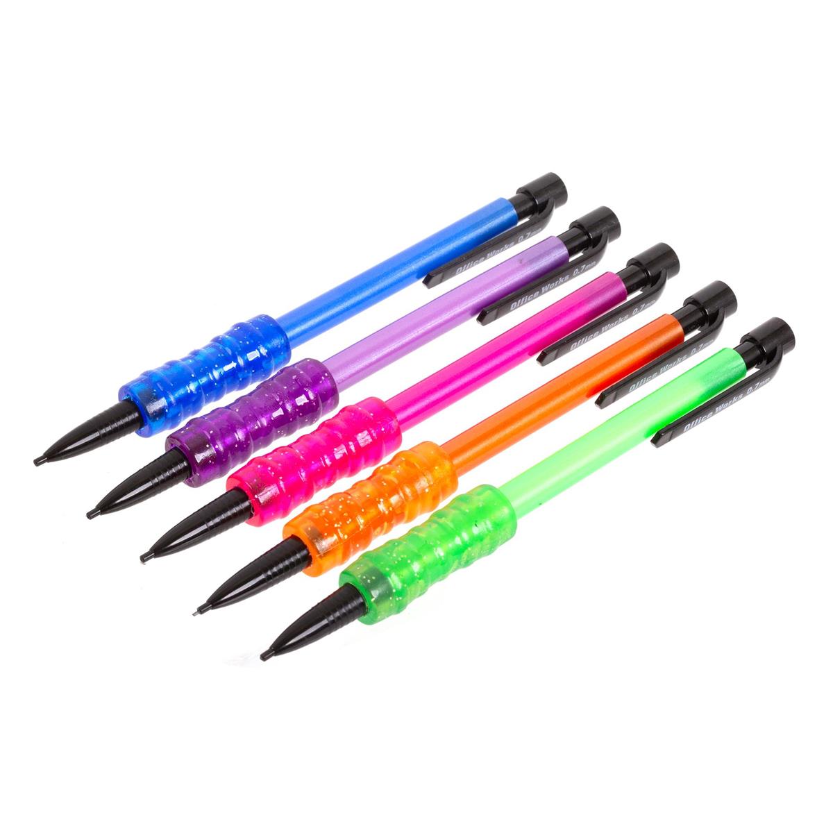 O.WKs. 5-Pc 0.7 Mechanical Pencil w/Comfort Grip, blister card