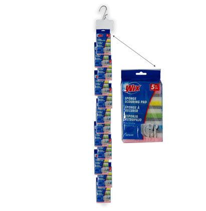 5PK SPONGES/SCOURING PADS 10*5.3*3cm CLIP-STRIP 1