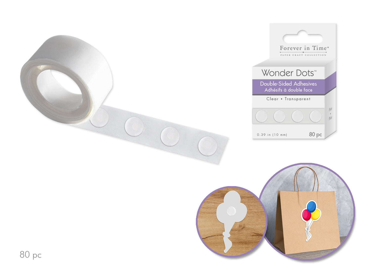 Wonder Dots: 10mm Round Double-Sided Clear Super-Tack 80pc Flat