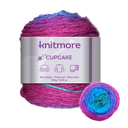 CUPCAKE KNITTING YARN-BLUE/PURPLE TONES 150G/295 y