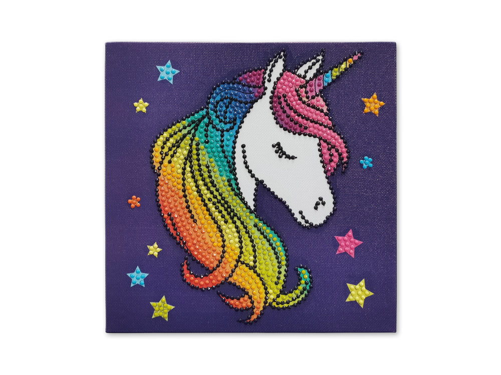 Stretch Artist Diamond Painting Canvas Kit: 7.9"x7.9" Primed Back-Stapled D) Unicorn