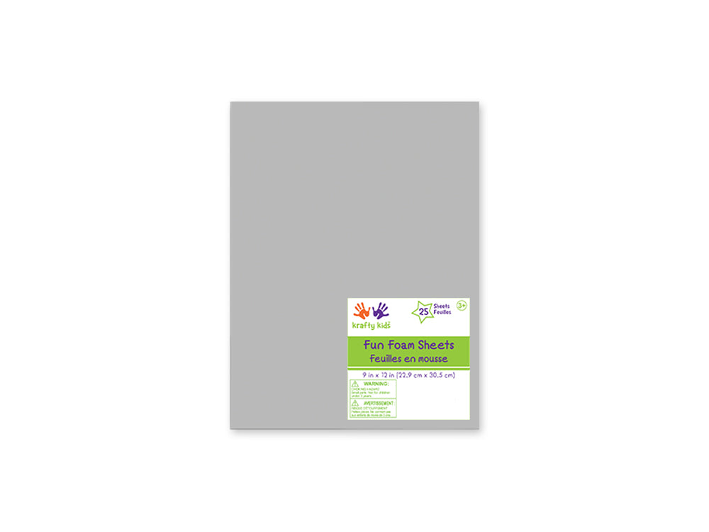 Fun Foam Sheets: One 9"x12" - 2mm(T) Barcoded Sheets N) Grey Silver