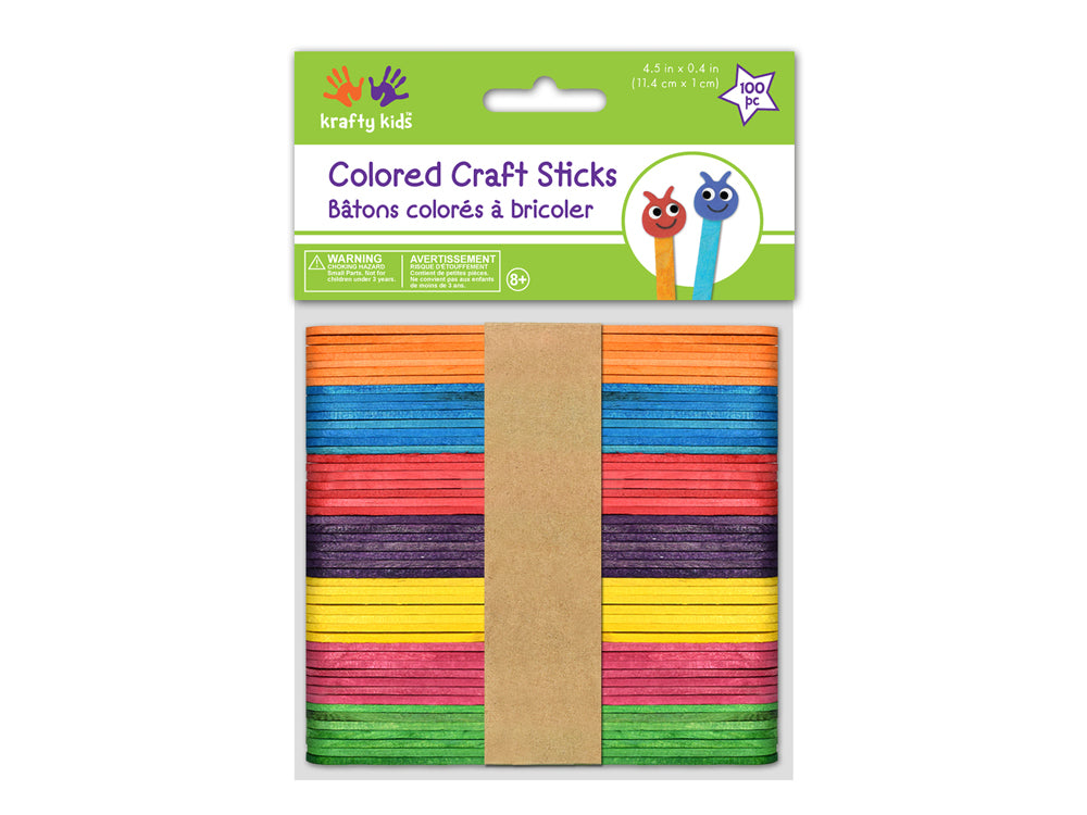 Craftwood: 4.5"x3/8" Colored Craft Sticks 100/pk