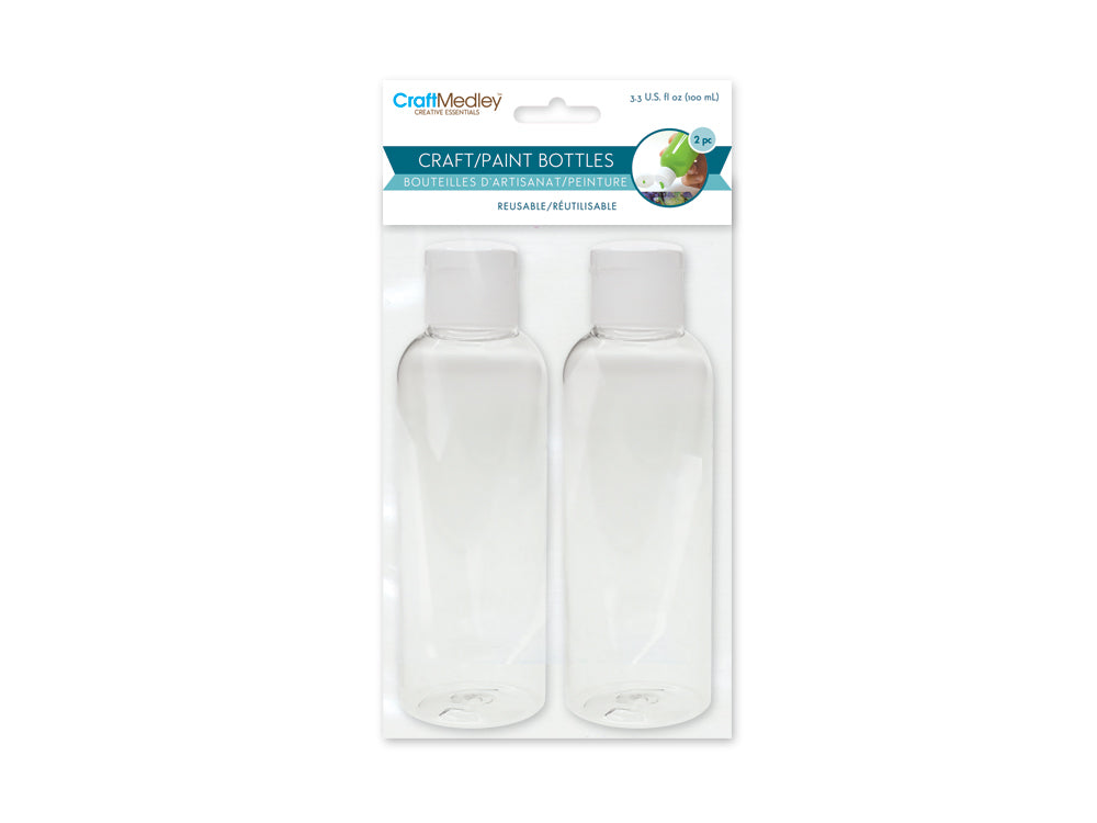 Plastic Bottles: 3.38oz (100ml) Transparent w/Flip-Top Lid 2/pk