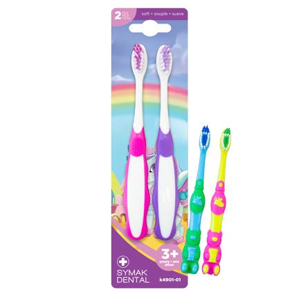 TOOTHBRUSHES -2 PK, KIDS,SOFT MAGENTA/PURPLE