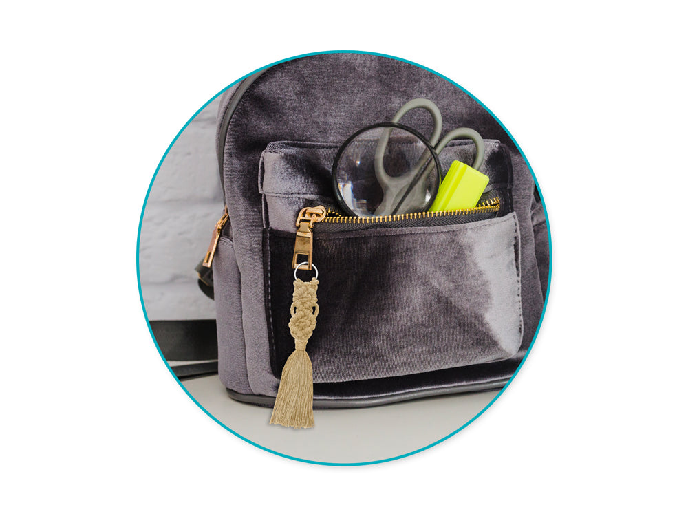 Needlecrafters: DIY Macramé Keychain Kit w/Key Ring~ Makes 2 C) Natural