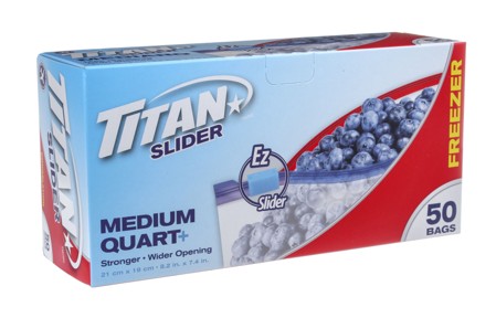 TITAN SLIDER FREEZER BAG MED 50/PK