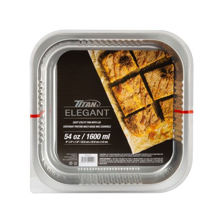 TITAN 9" X 9" SILVER DEEP CAKE PAN W/LID 2/PK