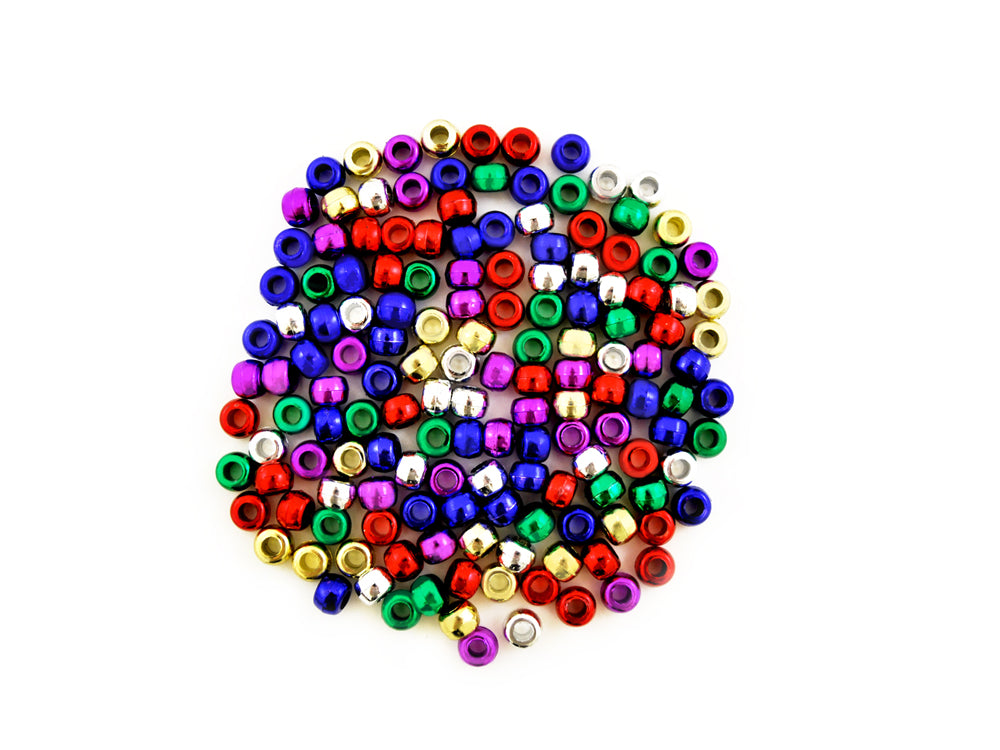 Pony Beads: 9mmx6mm Barrel Metallic x150 B) Multi-Mix