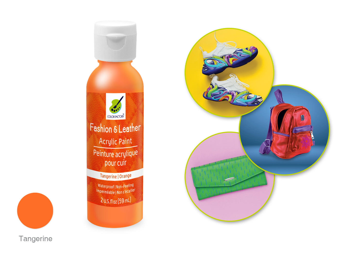 Color Factory: 2oz Fashion & Leather Acrylic Paint LD01-LD10 LD06) Tangerine