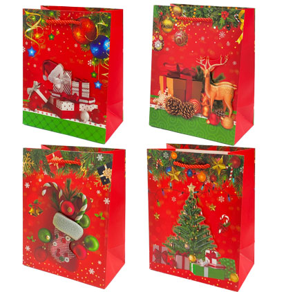 SMALL GIFT BAGS-4 ASST. CHRISTMAS HOME