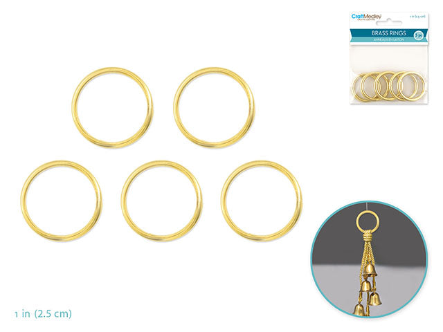 Craft Medley: Brass Rings 1" Round x5