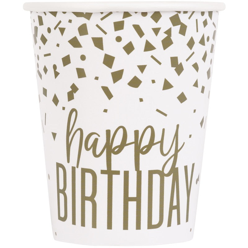 Confetti Gold Birthday 9oz Paper Cups  8ct
