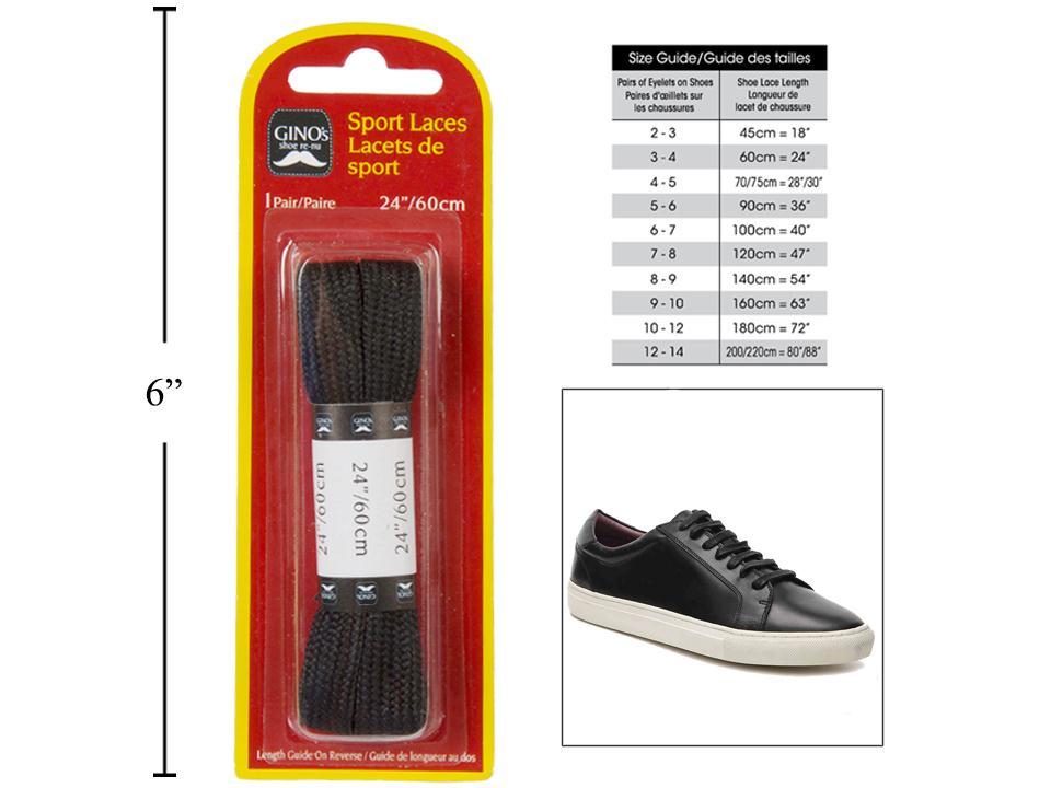 Gino's 24" Sport Laces, Black, B/C