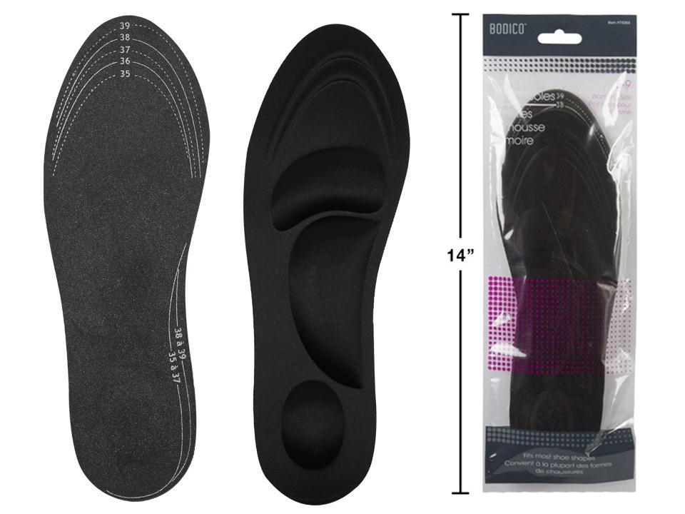 Bodico, Women's Memory Foam Insoles , L:10.5", printed poly bag(HZ)