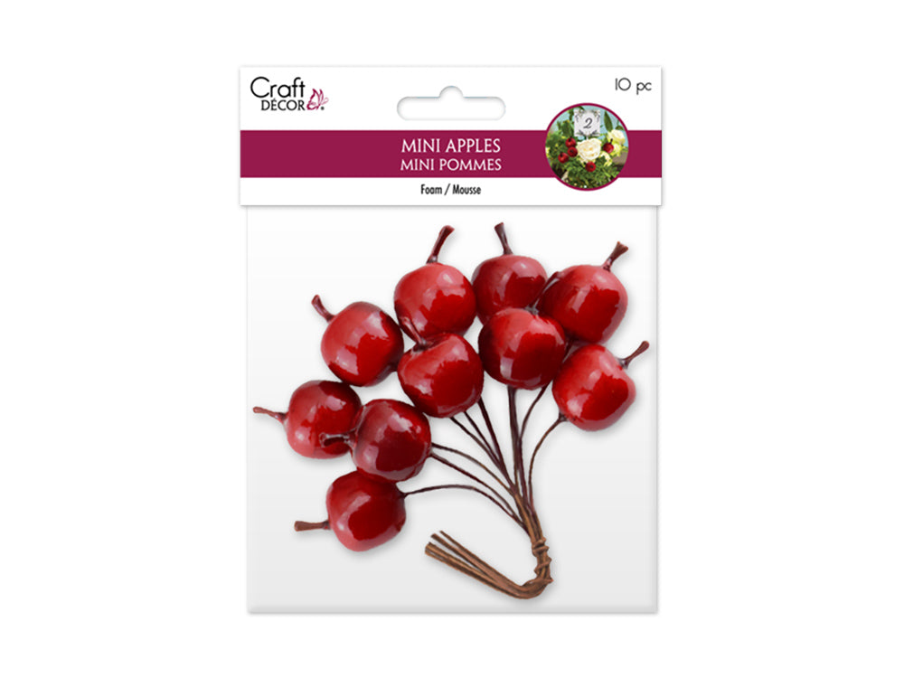 Craft Decor: 2cm Mini Apple Picks 10pc Foam Glossy A) Red Delicious