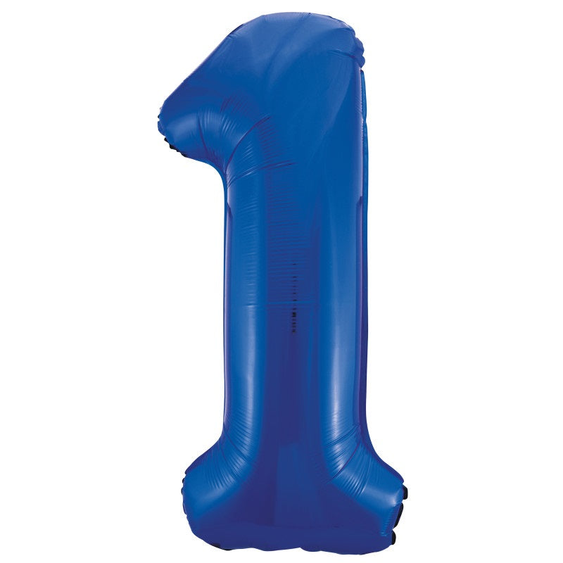 Royal Blue Number 1 Shaped Foil Balloon 34"  Packaged