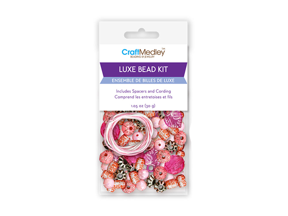Acrylic Bead Kit: 30g Luxe Kit w/Spacers & Cording A) Pink