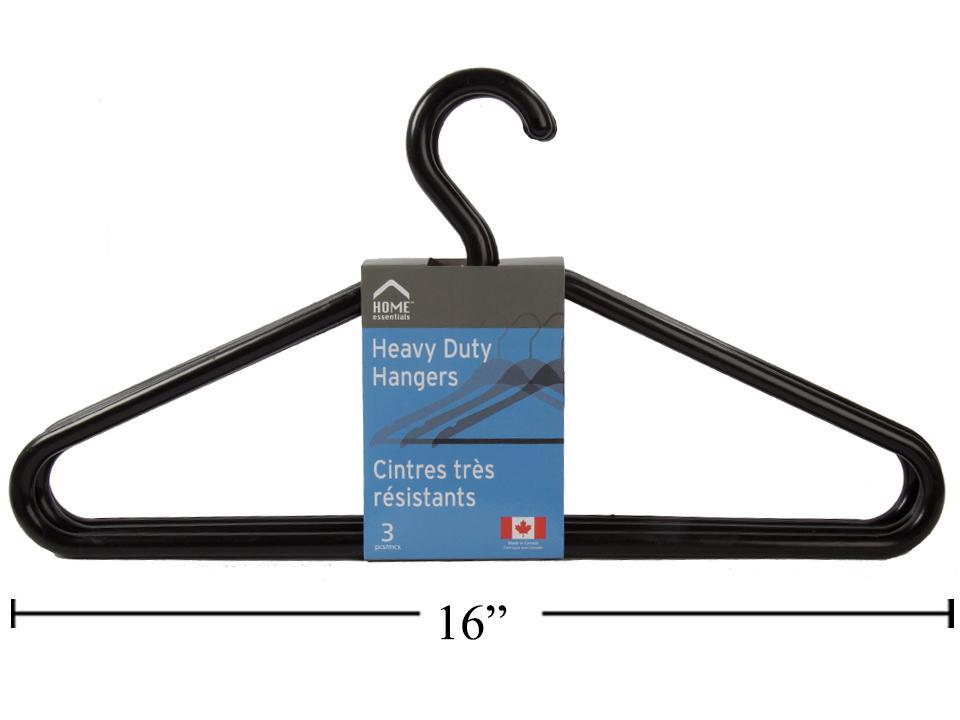 3-Pk Heavy Duty Black Hangers