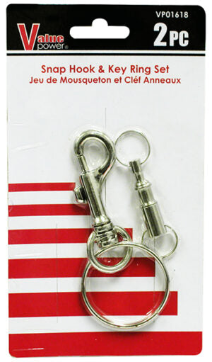 Swivel Snap Hook & Key Ring Set 2Pc