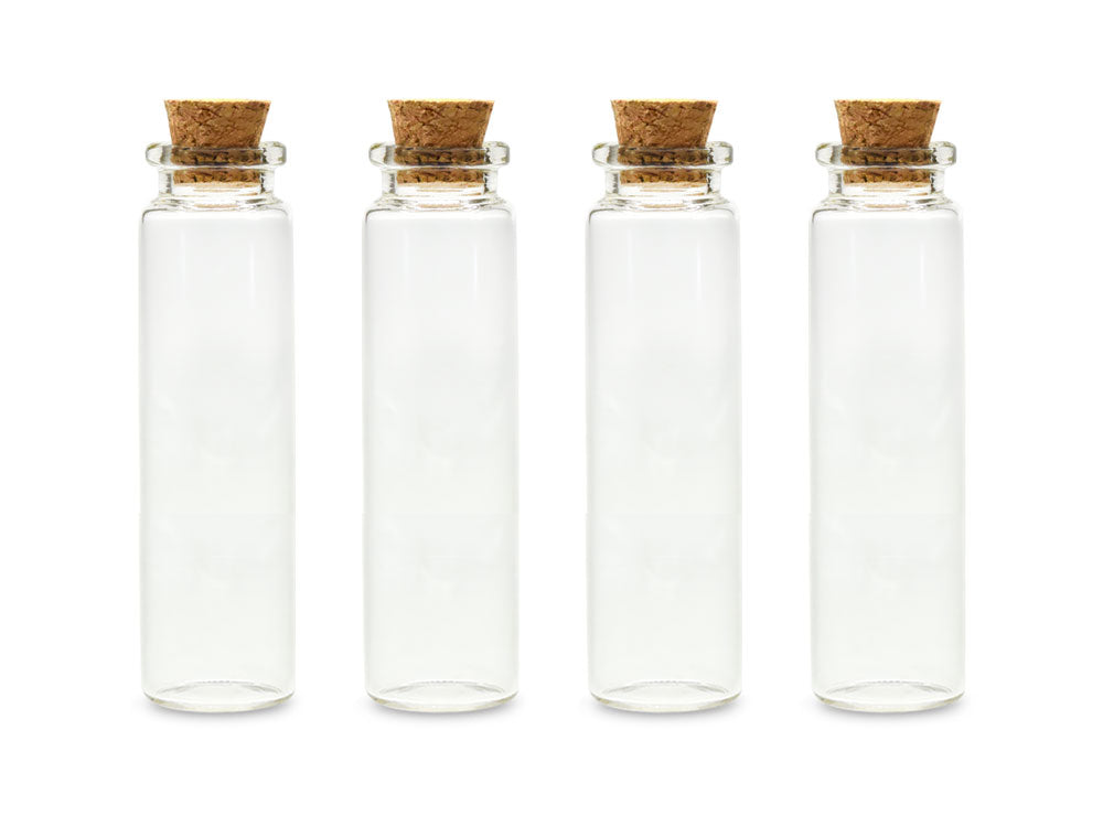 Glass Bottles: Mini Containers w/Cork Lid x4 16ml