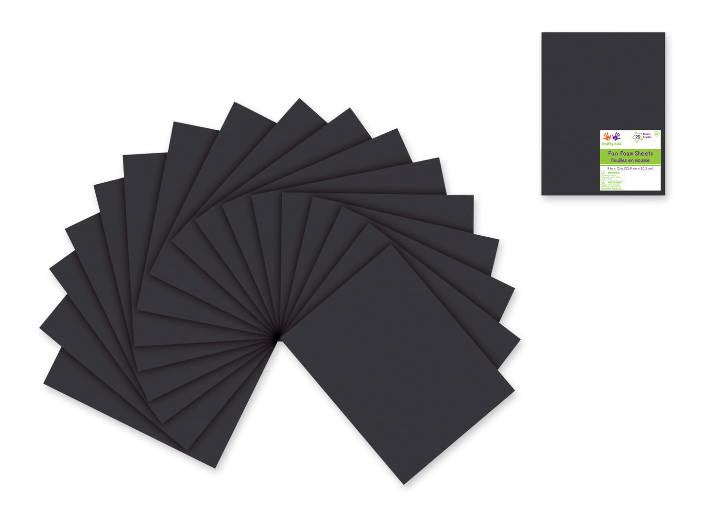 Fun Foam Sheets: One 9"x12" - 2mm(T) Barcoded Sheets A) Black