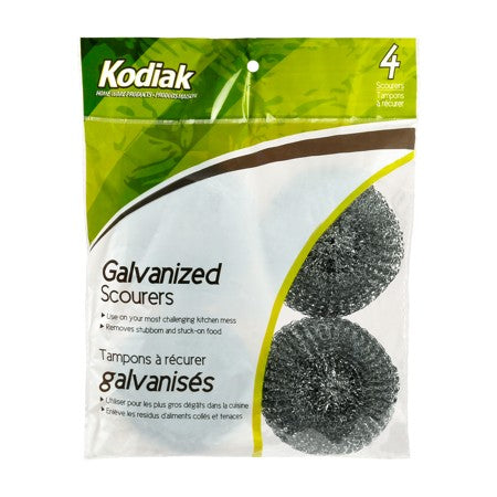 KODIAK GALVANIZED STEEL SCOURERS 4/PK
