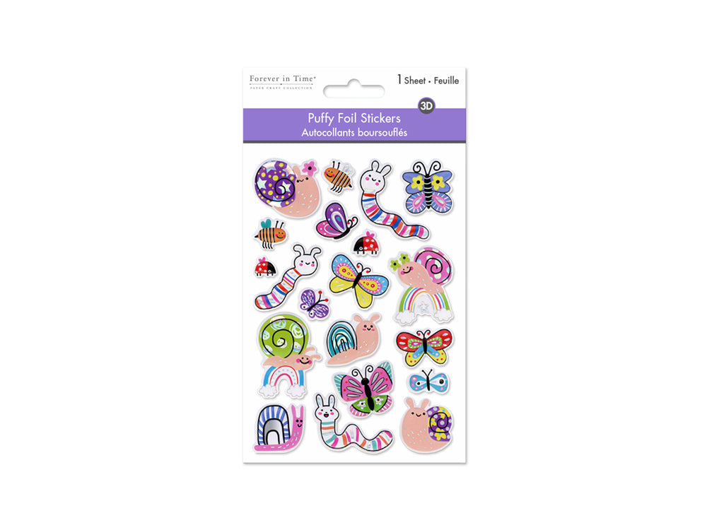 Paper Craft Stickers: 4.3"x6.1" Foil Puffy L) Tiny Creatures