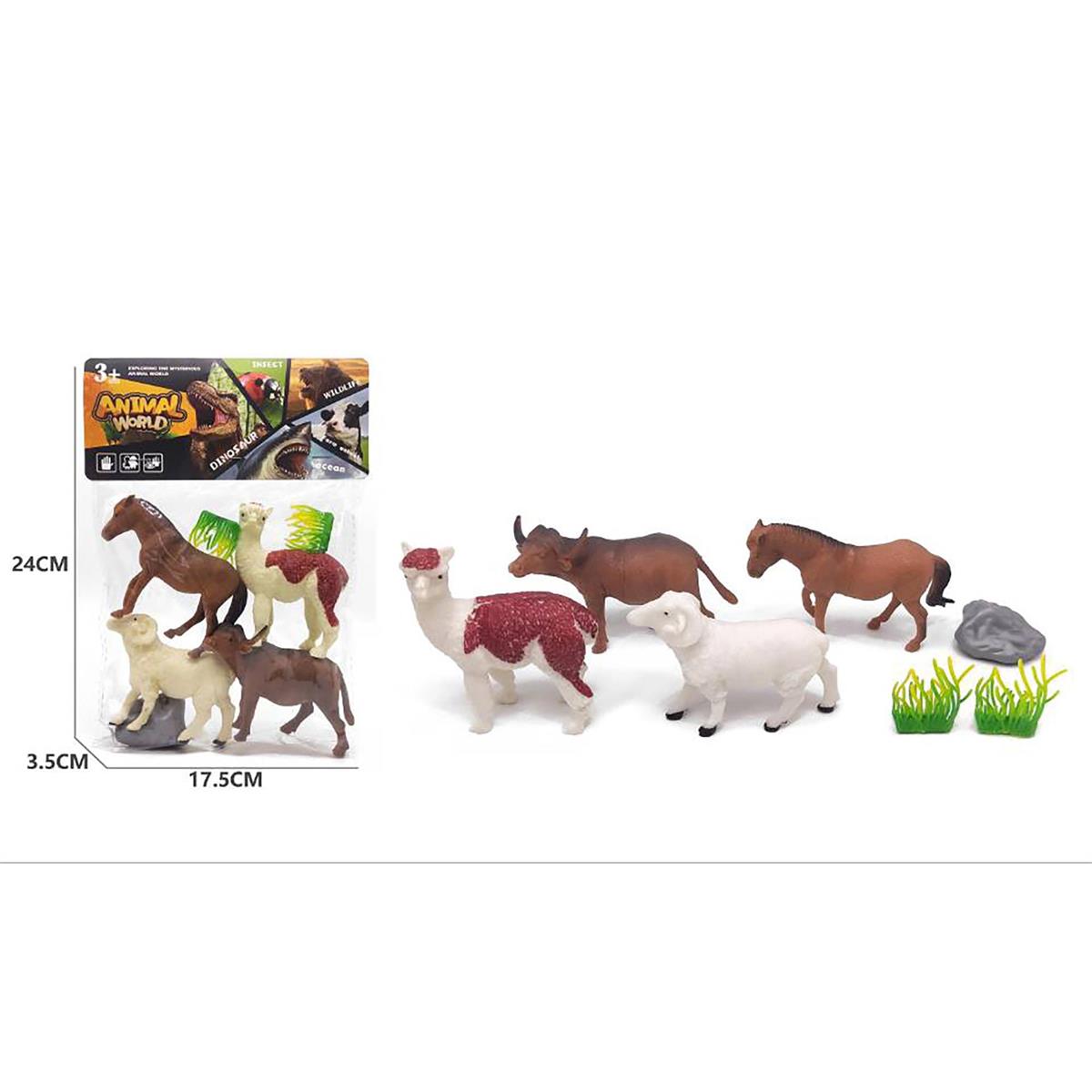 4pcs Farm Animal Toy Figure, PVC bag w/header