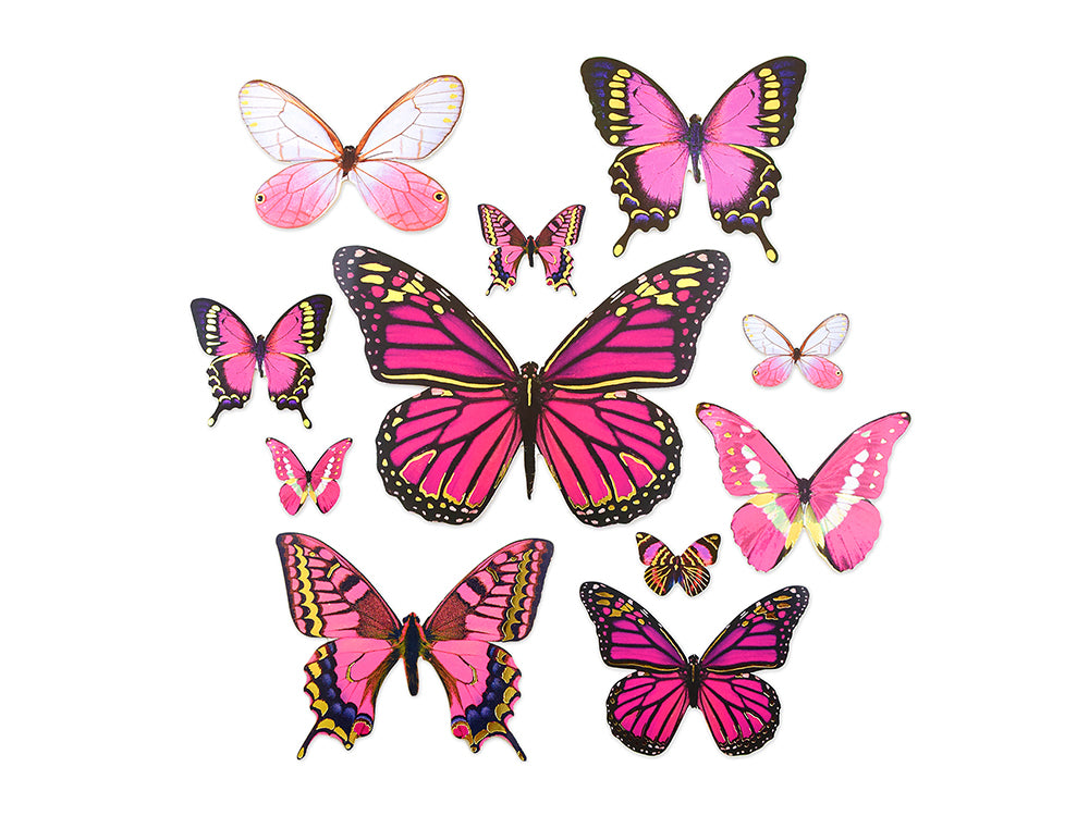 Paper Craft Embellishment: Butterfly Die Cuts w/Foil Accents x33 A) Pink