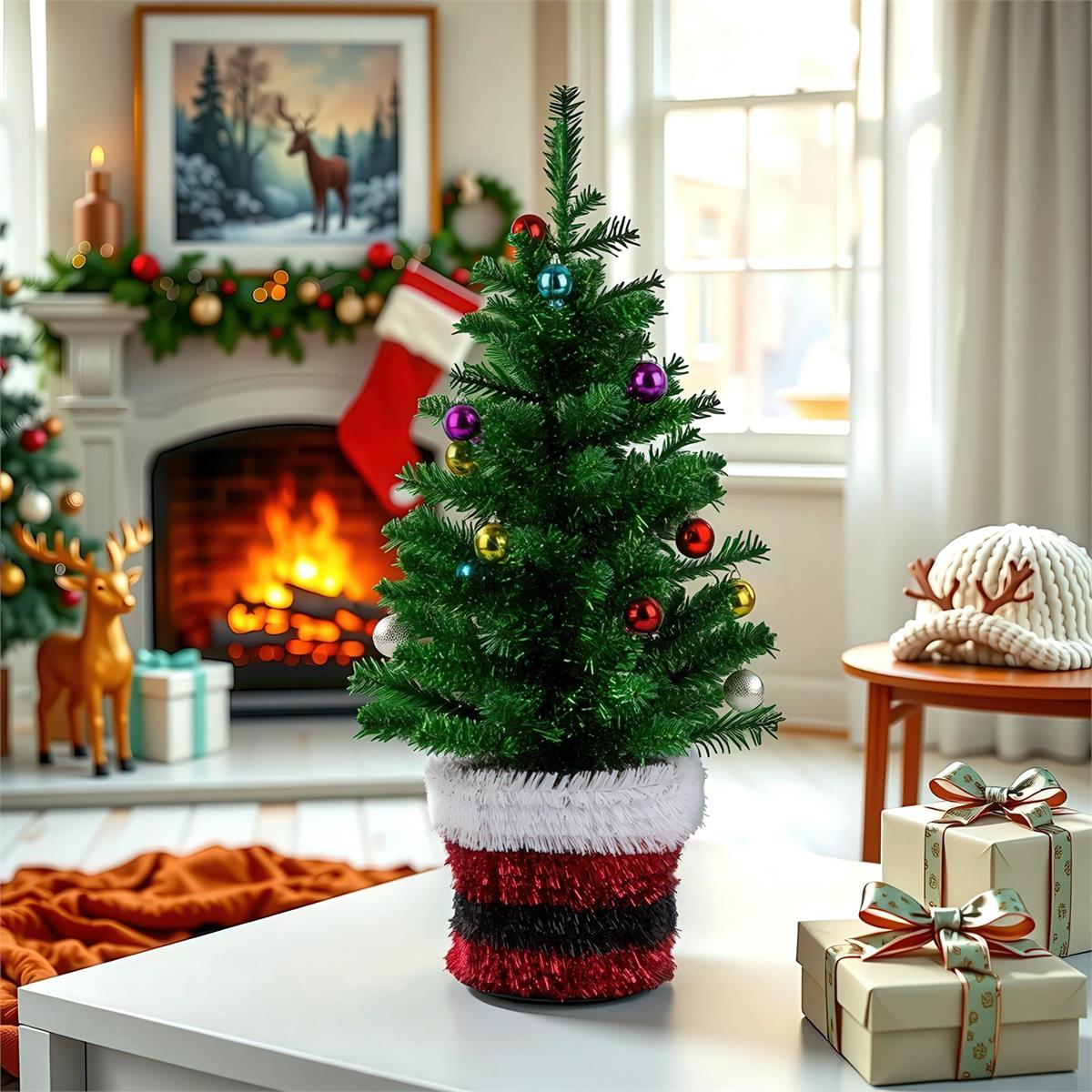 Deco N. 18" Tinsel Xmas Tree Décor, Green, cht