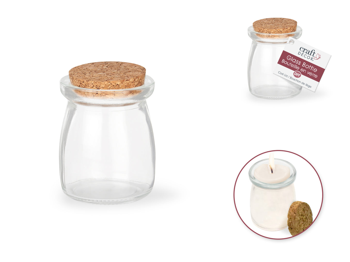 Craft Décor: 5.5x7.5cm DIY Clear Glass Bottle w/Cork Stopper