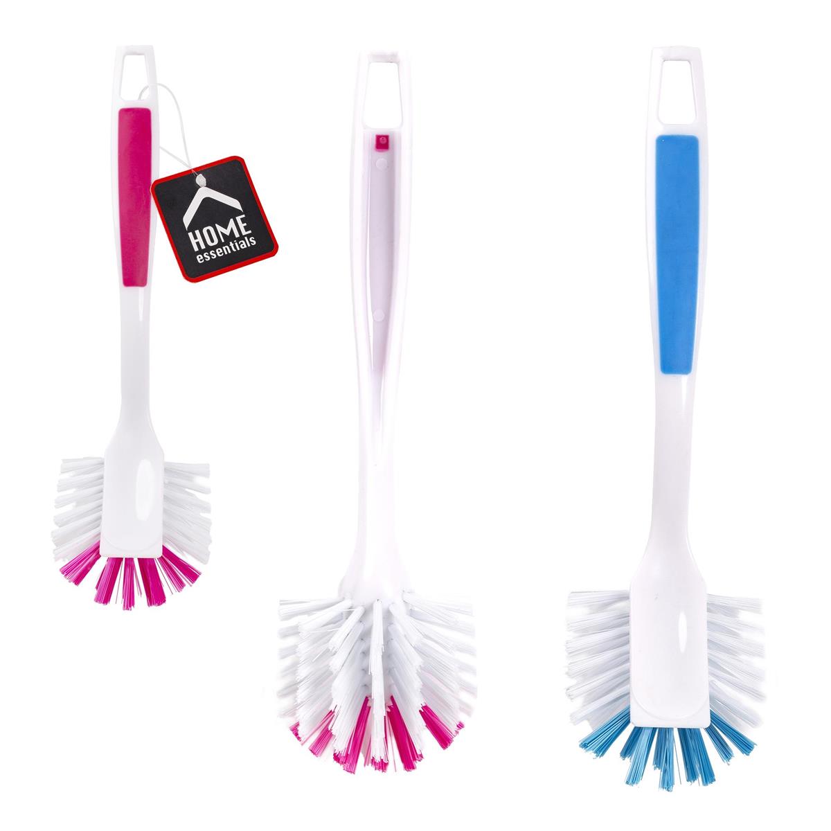 H.E., Plastic Brush w/Round Head, 2 Colours, tag