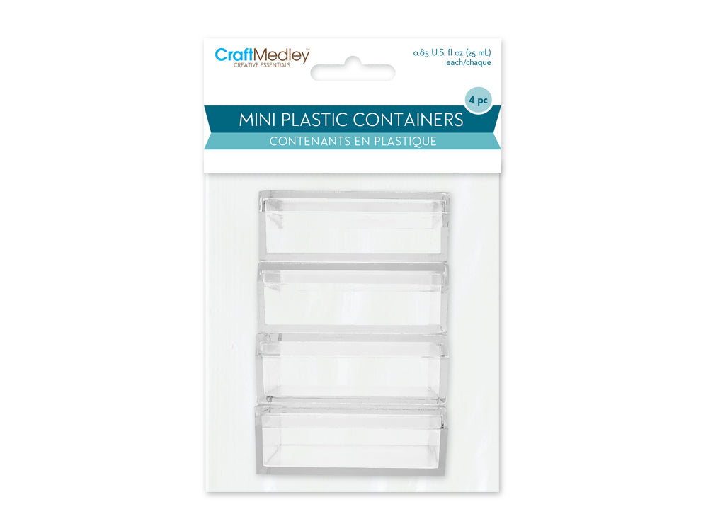 Craft Storage: Mini Plastic Containers x4 for Glitter/Sand/Beads/Findings